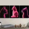 3pcs Vector Illustration Cat, Luxurious Wall Art Set Canvas Framed 40x60cm - High Quality Print 100% Australian Made Wall Canvas Ready to Hang - Image 3