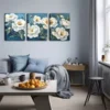 3pcs Triptych White Flowers Canvas Framed 50x70cm- High Quality Print 100% Australian Made Wall Canvas Ready to Hang