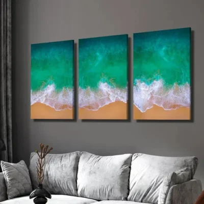 3pcs Ocean Waves Canvas printing Wall Art Set Canvas Framed 40x60cm - High Quality Print 100% Australian Made Wall Canvas Ready to Hang
