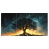 Starry Night Tree 3 Piece Painting Style Art Canvas Framed 50x70cm- High Quality Print 100% Australian Made Wall Canvas Ready to Hang - Image 2