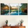 3pcs Sunrise Mountains, Forest, Lake Reflections Wall Art Set Canvas Framed 40x60cm - High Quality Print 100% Australian Made Wall Canvas Ready to Hang - Image 2