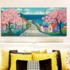 3pcs Cherry Blossom Serene Triptych Wall Art Set Canvas Framed 50x70cm - High Quality Print 100% Australian Made Wall Canvas Ready to Hang - Image 2