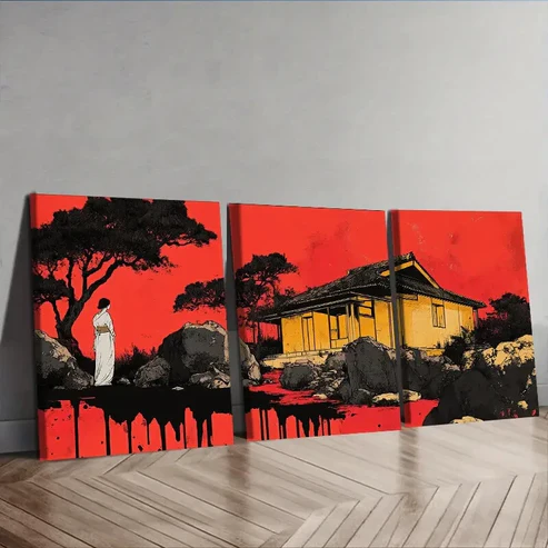 3pcs Ancient buildings, Wall Art Set Canvas Framed 40x60cm – High Quality Print 100% Australian Made Wall Canvas Ready to Hang