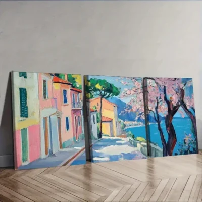 3pcs The cherry blossoms open. (5) Wall Art Set Canvas Framed 40x60cm - High Quality Print 100% Australian Made Wall Canvas Ready to Hang