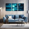 3pcs Night, Moon, Coconut Tree Wall Art Set Canvas Framed 40x60cm - High Quality Print 100% Australian Made Wall Canvas Ready to Hang - Image 2