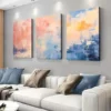 3pcs Modern Abstract Pink Wall Art Set Canvas Framed 50x70cm - High Quality Print 100% Australian Made Wall Canvas Ready to Hang - Image 3