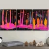 3pcs Pink people in the woods Wall Art Set Canvas Framed 50x70cm - High Quality Print 100% Australian Made Wall Canvas Ready to Hang - Image 3