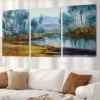 3pcs Classic Retro Minimalist Countryside River Wall Art Set Canvas Framed 50x70cm - High Quality Print 100% Australian Made Wall Canvas Ready to Hang - Image 2