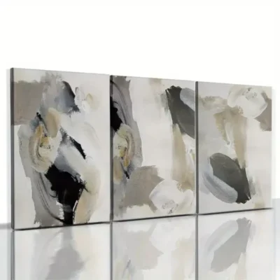 3pcs Black Beige Grey Art Canvas Framed 50x70cm - High Quality Print 100% Australian Made Wall Canvas Ready to Hang