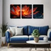3pcs Vibrant Red Lotus Flower with Golden Accent Wall Art Set Canvas Framed 40x60cm - High Quality Print 100% Australian Made Wall Canvas Ready to Hang - Image 2