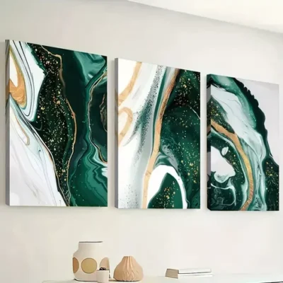 3pcs Marble Patterned Abstract Ink Wall Art Set Canvas Framed 40x60cm - High Quality Print 100% Australian Made Wall Canvas Ready to Hang