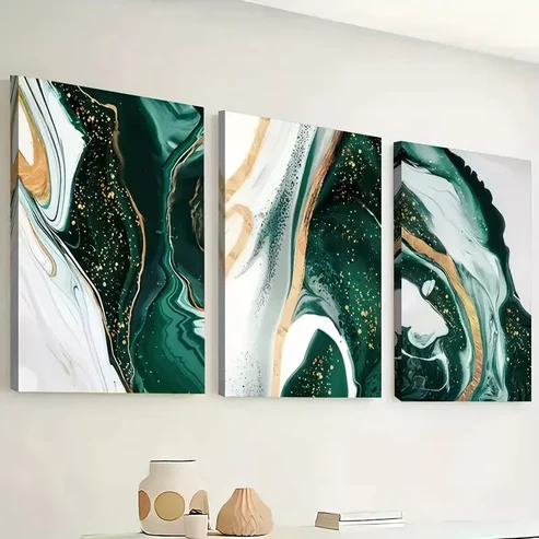 3pcs Marble Patterned Abstract Ink Wall Art Set Canvas Framed 40x60cm – High Quality Print 100% Australian Made Wall Canvas Ready to Hang