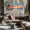 3pcs Sunshine, Beach, Small Boat, Triptych Wall Art Set Canvas Framed 40x60cm - High Quality Print 100% Australian Made Wall Canvas Ready to Hang
