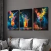 3pcs Colorful Drink Splashes, Starry Night Wall Art Set Canvas Framed 40x60cm - High Quality Print 100% Australian Made Wall Canvas Ready to Hang - Image 2