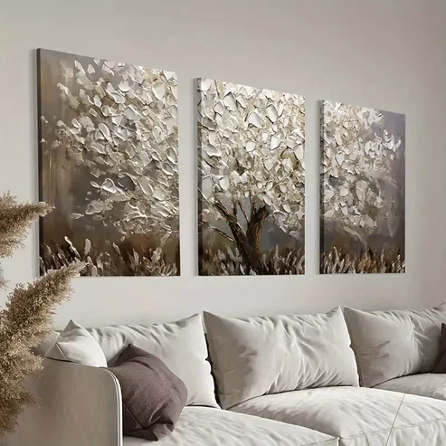 3pcs Leaf Abstract Tree Oil Painting Canvas Framed 40x60cm – High Quality Print 100% Australian Made Wall Canvas Ready to Hang