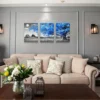 3pcs Blue Tree Moon Landscape with Vibrant Blue Hues Wall Art Set Canvas Framed 40x60cm - High Quality Print 100% Australian Made Wall Canvas Ready to Hang - Image 3