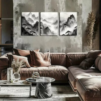 3pcs Triptych with Pine Trees & Mountain Design Wall Art Set Canvas Framed 40x60cm - High Quality Print 100% Australian Made Wall Canvas Ready to Hang