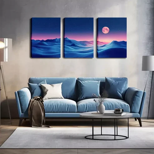 3pcs The Moon On Land Wall Art Set Canvas Framed 40x60cm – High Quality Print 100% Australian Made Wall Canvas Ready to Hang