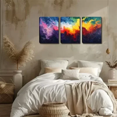 3pcs Vibrant Abstract River Wall Art Set Canvas Framed 40x60cm - High Quality Print 100% Australian Made Wall Canvas Ready to Hang