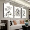 3pcs Boho Chic Dandelion & Dahlia Flower Canvas Framed 50x70cm- High Quality Print 100% Australian Made Wall Canvas Ready to Hang