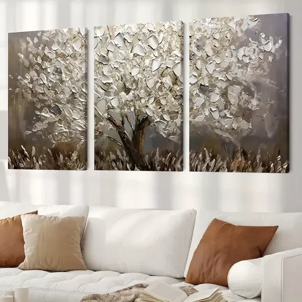 3pcs Leaf Abstract Tree Oil Painting Canvas Framed 50x70cm- High Quality Print 100% Australian Made Wall Canvas Ready to Hang