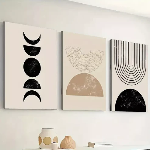 3pcs Modern Geometric Abstract Stripes Pattern Wall Art Set Canvas Framed 40x60cm – High Quality Print 100% Australian Made Wall Canvas Ready to Hang