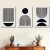 3pcs Black and white graphics and stripes Wall Art Set Canvas Framed 40x60cm - High Quality Print 100% Australian Made Wall Canvas Ready to Hang - Image 2