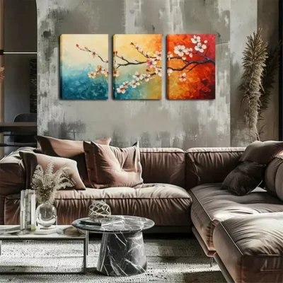 3pcs White Plum Blossom Wall Art Set Canvas Framed 40x60cm - High Quality Print 100% Australian Made Wall Canvas Ready to Hang