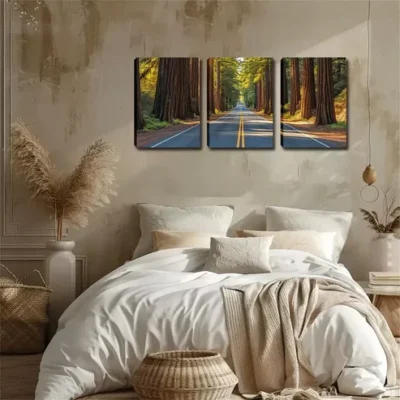3pcs Romantic Highway, Beautiful Trees On Both Wall Art Set Canvas Framed 40x60cm - High Quality Print 100% Australian Made Wall Canvas Ready to Hang