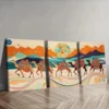 3pcs Painting A caravan of camels Wall Art Set Canvas Framed 40x60cm - High Quality Print 100% Australian Made Wall Canvas Ready to Hang