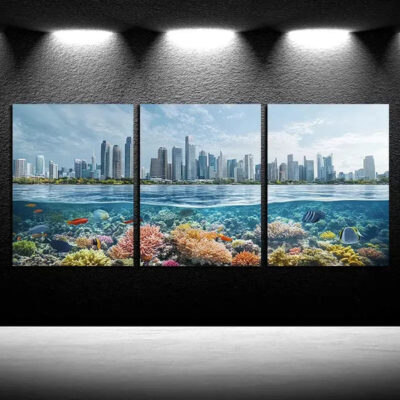3pcs Ocean City Scene Canvas Framed 50x70cm- High Quality Print 100% Australian Made Wall Canvas Ready to Hang