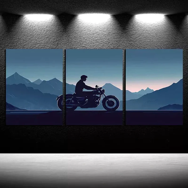 3pcs Vibrant Motorcycle Rider Canvas Framed 50x70cm- High Quality Print 100% Australian Made Wall Canvas Ready to Hang