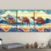 3pcs A Caravan of Camels, Wall Art Set Canvas Framed 50x70cm - High Quality Print 100% Australian Made Wall Canvas Ready to Hang - Image 3