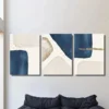 3pcs Blue & Beige Geometric Design Wall Art Set Canvas Framed 40x60cm - High Quality Print 100% Australian Made Wall Canvas Ready to Hang