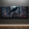 3pcs Raven skull Canvas Framed 50x70cm- High Quality Print 100% Australian Made Wall Canvas Ready to Hang