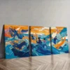 3pcs Messy Ocean Picture Wall Art Canvas Wall Art Set Canvas Framed 50x70cm - High Quality Print 100% Australian Made Wall Canvas Ready to Hang