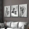 3pcs Adorable Black and White Cat Wall Art Set Canvas Framed 40x60cm - High Quality Print 100% Australian Made Wall Canvas Ready to Hang - Image 2