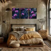 3pcs Black Pebbles & Purple Orchids Triptych Wall Art Set Canvas Framed 40x60cm - High Quality Print 100% Australian Made Wall Canvas Ready to Hang - Image 2