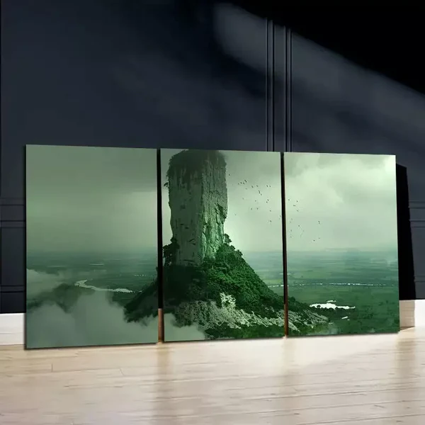 3pcs Mountain Peaks and Lake Surface Canvas Framed 50x70cm- High Quality Print 100% Australian Made Wall Canvas Ready to Hang