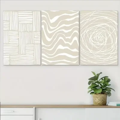 3pcs White Abstract Canvas Framed 50x70cm - High Quality Print 100% Australian Made Wall Canvas Ready to Hang