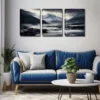 3pcs Black and White Background, Mountain Wall Art Set Canvas Framed 40x60cm - High Quality Print 100% Australian Made Wall Canvas Ready to Hang - Image 2