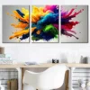 3pcs Colorful Explosion Canvas Framed 50x70cm- High Quality Print 100% Australian Made Wall Canvas Ready to Hang - Image 2