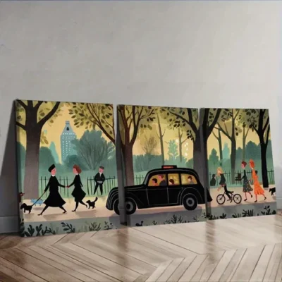3pcs London taxi Wall Art Set Canvas Framed 40x60cm - High Quality Print 100% Australian Made Wall Canvas Ready to Hang