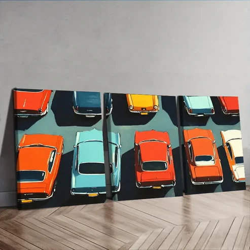 3pcs Automobile market Wall Art Set Canvas Framed 40x60cm – High Quality Print 100% Australian Made Wall Canvas Ready to Hang