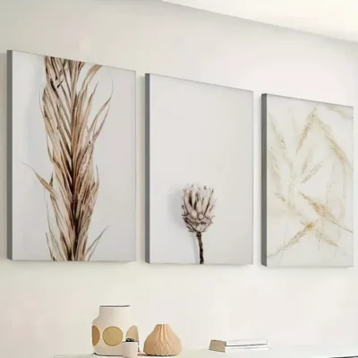 3pcs Featuring Hay And Dried Flowers, Embodying Wall Art Set Canvas Framed 40x60cm - High Quality Print 100% Australian Made Wall Canvas Ready to Hang