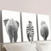 3pcs animal butt art, cartoon animal Wall Art Set Canvas Framed 40x60cm - High Quality Print 100% Australian Made Wall Canvas Ready to Hang