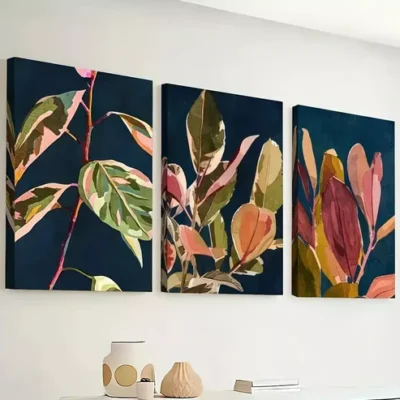 3pcs tropical plant leaf art decoration, plant Wall Art Set Canvas Framed 40x60cm - High Quality Print 100% Australian Made Wall Canvas Ready to Hang