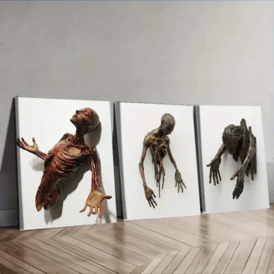 3pcs Half Human Through The Wall Wall Art Canvas Wall Art Set Canvas Framed 50x70cm - High Quality Print 100% Australian Made Wall Canvas Ready to Hang