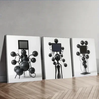 3pcs Many Floating Spheres, TV Shape Wall Art Set Canvas Framed 40x60cm - High Quality Print 100% Australian Made Wall Canvas Ready to Hang
