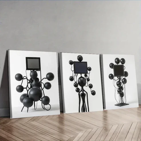 3pcs Many Floating Spheres, TV Shape Wall Art Set Canvas Framed 40x60cm – High Quality Print 100% Australian Made Wall Canvas Ready to Hang